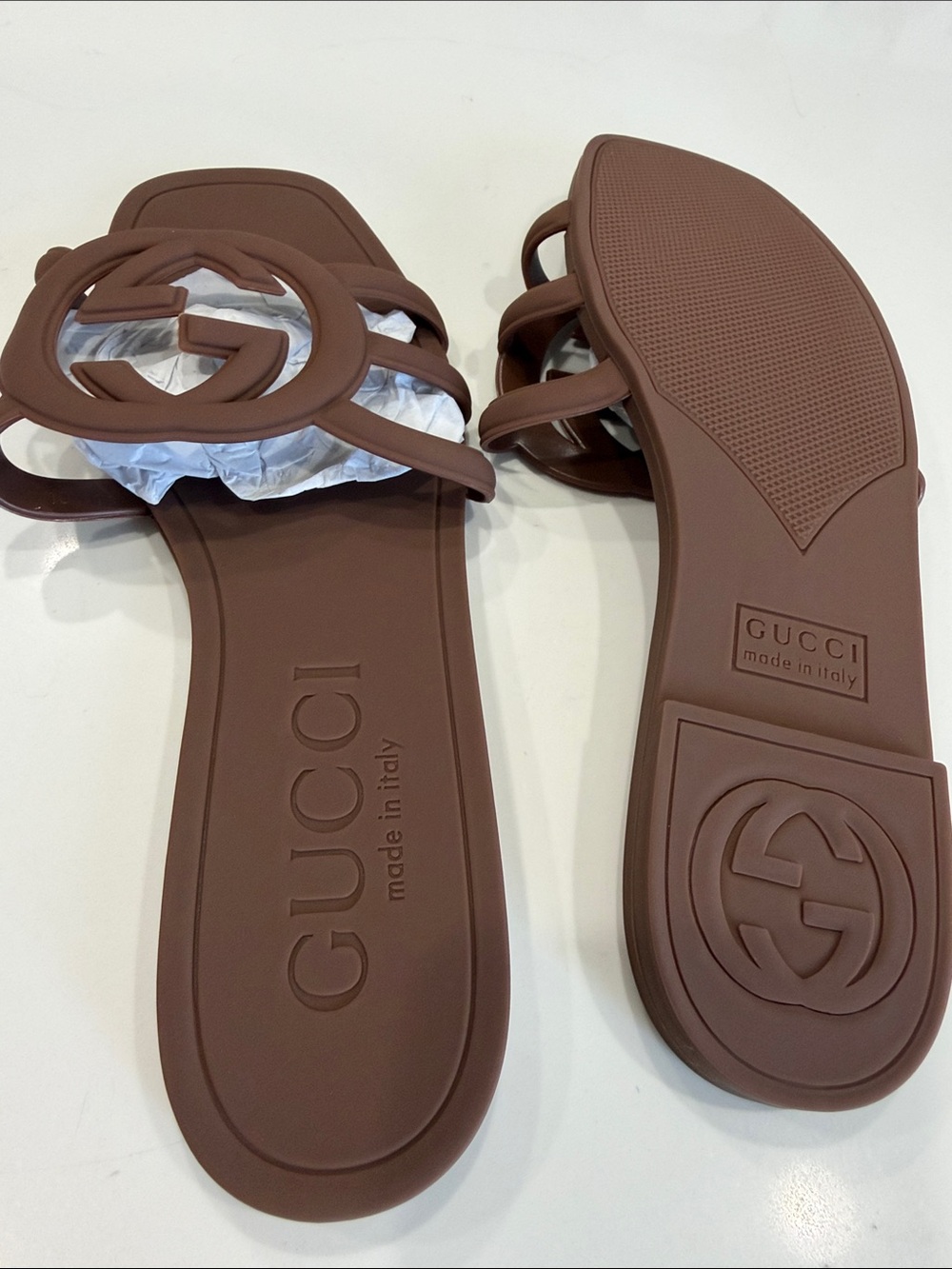 Brown Logo Slide Sandals - Women's - Picture 4 of 7